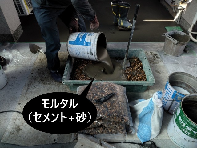 骨材練り混ぜ　モルタル